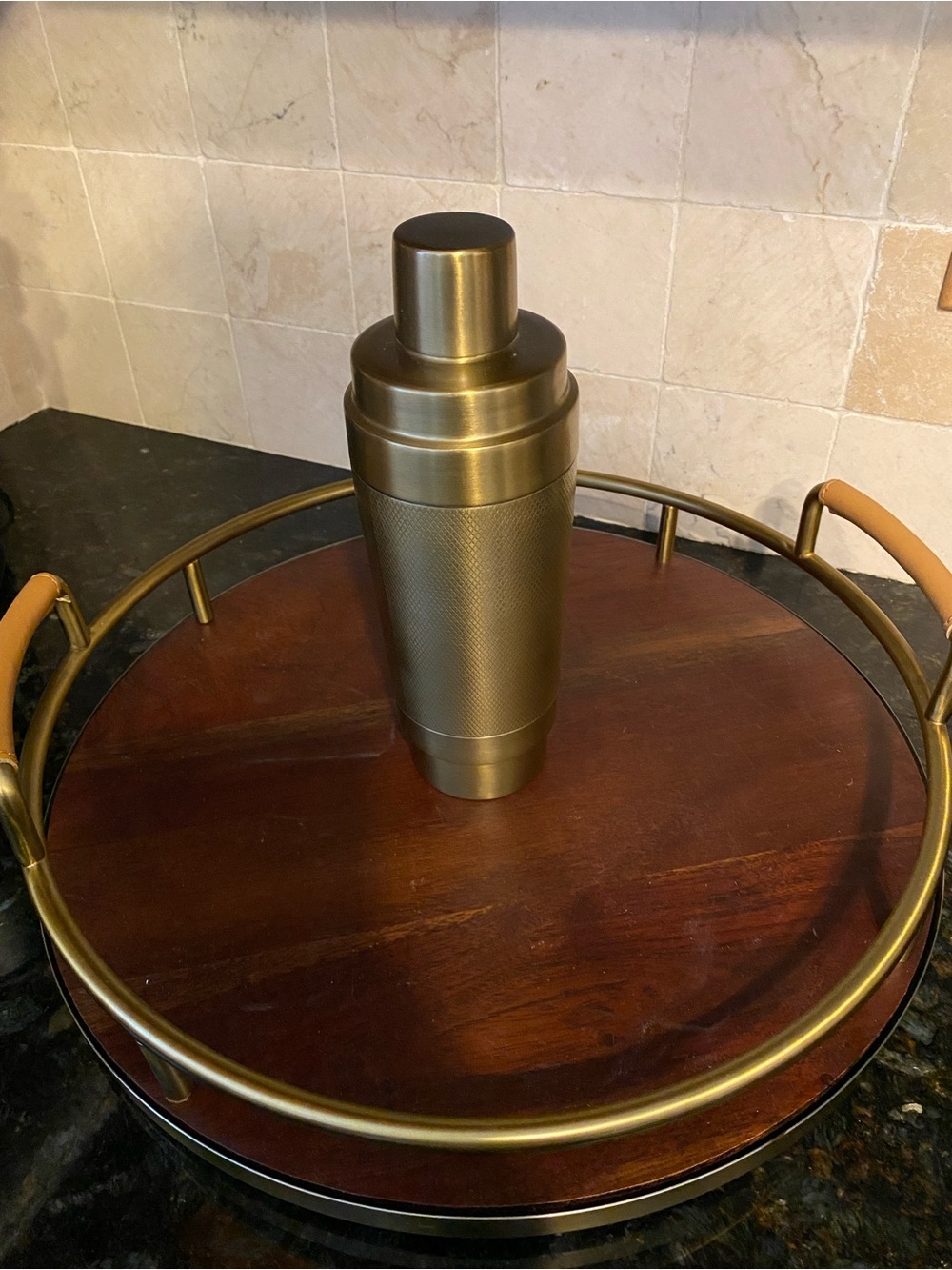 Crate&Barrel Brushed Gold Cocktail Shaker EUC